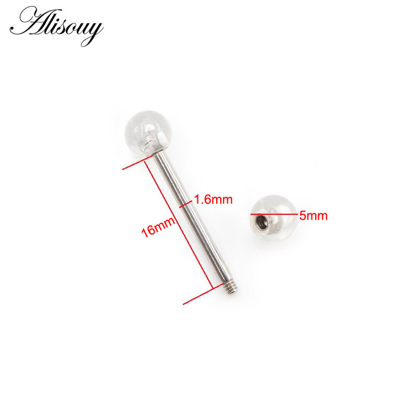 Alisouy 1 buc 14G noi pietre naturale bile din oțel inoxidabil limba barbell piercing fir unisex labret buze inele bar bijuterii corp