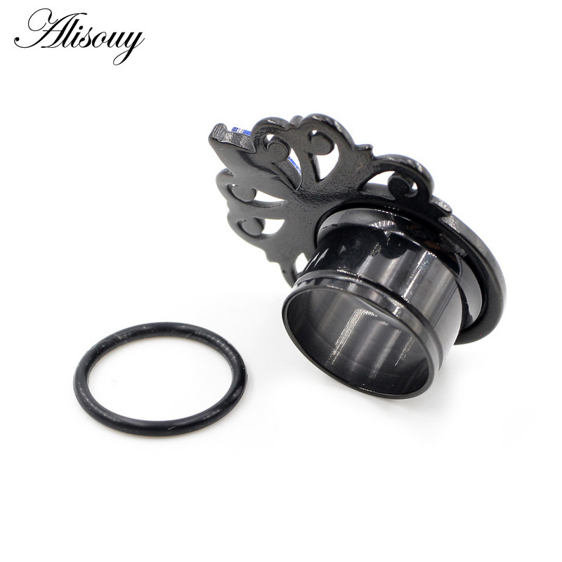 Alisouy 2 buc 6-25 mm Ochi din oțel inoxidabil Zirconiu CZ Tuneluri pentru urechi dopuri Expansoare Stretchers Calibre Cercei Piercing Bijuterii pentru corp