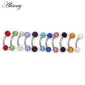 Alisouy 1db Disco szemöldökpiercing ipari labret bár testékszerek rozsdamentes acél Helix piercing gyűrű ajak ívelt súlyzók