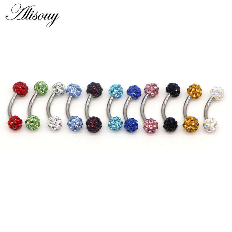 Alisouy 1db Disco szemöldökpiercing ipari labret bár testékszerek rozsdamentes acél Helix piercing gyűrű ajak ívelt súlyzók