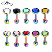Alisouy 1db Crystal Circon Stone Steel Ear Tragus Porc Helix Stud Piercing Testékszer Tartók Fülbevaló Súlyzó Fül Stud