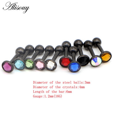 Alisouy 1db Crystal Circon Stone Steel Ear Tragus Porc Helix Stud Piercing Testékszer Tartók Fülbevaló Súlyzó Fül Stud