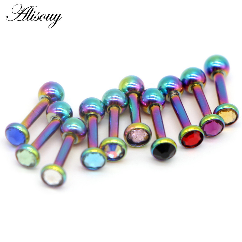 Alisouy 1db Crystal Circon Stone Steel Ear Tragus Porc Helix Stud Piercing Testékszer Tartók Fülbevaló Súlyzó Fül Stud