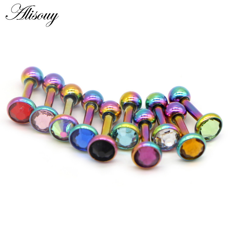 Alisouy 1db Crystal Circon Stone Steel Ear Tragus Porc Helix Stud Piercing Testékszer Tartók Fülbevaló Súlyzó Fül Stud