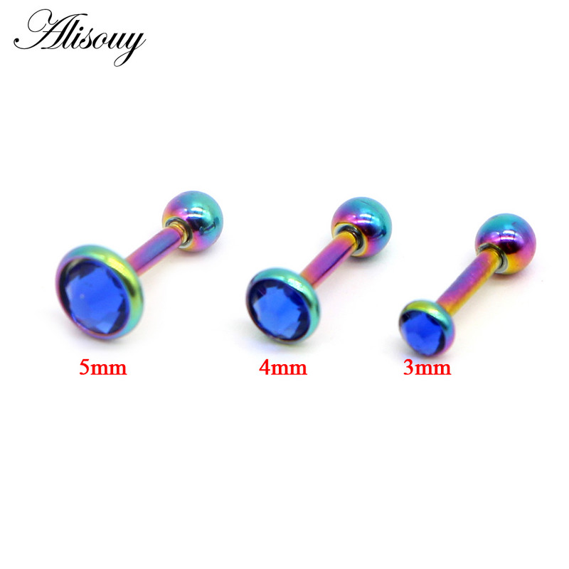 Alisouy 1db Crystal Circon Stone Steel Ear Tragus Porc Helix Stud Piercing Testékszer Tartók Fülbevaló Súlyzó Fül Stud