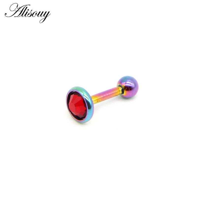 Alisouy 1db Crystal Circon Stone Steel Ear Tragus Porc Helix Stud Piercing Testékszer Tartók Fülbevaló Súlyzó Fül Stud