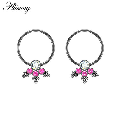 Alisouy 2 kom cirkonski prsten za bradavice za piercing uteg štitnik šipke prstenovi od kirurškog čelika Seksi igre za odrasle Ženske dojke Nakit za tijelo Poklon
