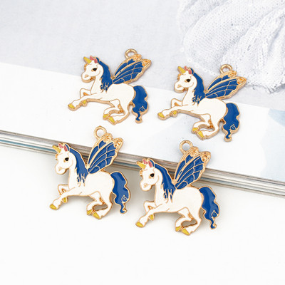 5db Lovely Zománc Egyszarvú karkötő Charms Base Findings Barkácsolás Aranyos Állat Fülbevaló Fejfedő Nyaklánc Medál Ékszer készítés C35