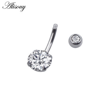 Alisouy Στρογγυλά δαχτυλίδια αφαλού για γυναίκες Surgical Piercing Body Jewelry Πολύχρωμα κοσμήματα CZ για διάτρηση αφαλού
