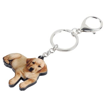 Bonsny Acrylic Labrador Retriever Μπρελόκ για σκύλους Δαχτυλίδι μπρελόκ Νέο ζωικό κόσμημα για γυναίκες κορίτσι Pet Lovers Τσάντα Τσάντα Γούρια αυτοκινήτου