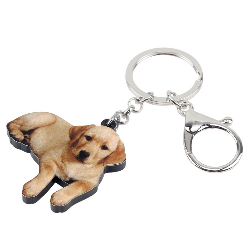 Bonsny Akrilni labrador retriver pas privjesci za ključeve prsten za ključeve novi životinjski nakit za žene djevojke torba za ljubitelje kućnih ljubimaca torbica privjesci za auto