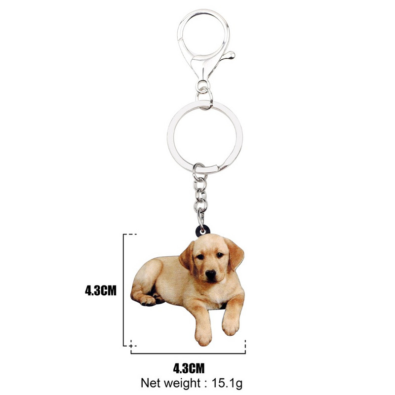 Bonsny Akrilni labrador retriver pas privjesci za ključeve prsten za ključeve novi životinjski nakit za žene djevojke torba za ljubitelje kućnih ljubimaca torbica privjesci za auto