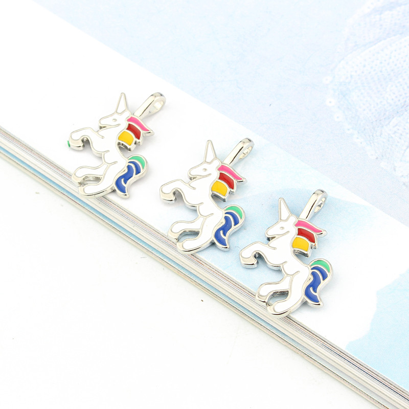 5 buc/pachet Breloc cu unicorn emailat pentru bijuterii, bricolaj, fabricare pandantiv, colier lucrat manual, picături pentru urechi, accesoriu Kolye C210