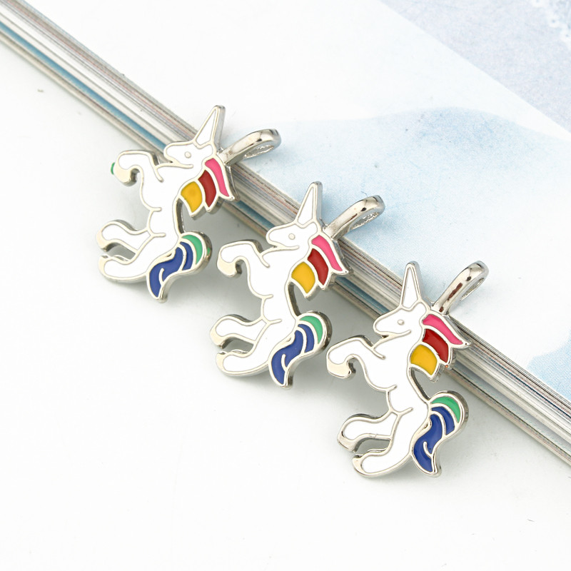 5 buc/pachet Breloc cu unicorn emailat pentru bijuterii, bricolaj, fabricare pandantiv, colier lucrat manual, picături pentru urechi, accesoriu Kolye C210