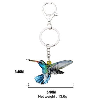 Bonsny Acrylic Flying Hummingbird Μπρελόκ Μπρελόκ Θήκη δαχτυλιδιού Πρωτοτυπία Ζωικό κόσμημα για γυναίκες Τσάντα για κορίτσι Τσάντα αυτοκινήτου Γούρια Δώρο