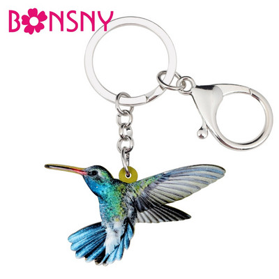 „Bonsny“ akrilinis skraidantis kolibris raktų pakabukas raktų pakabuko žiedo laikiklis Naujovės gyvūnų papuošalai moterims mergaičių krepšys automobilio piniginė, pakabukai dovana