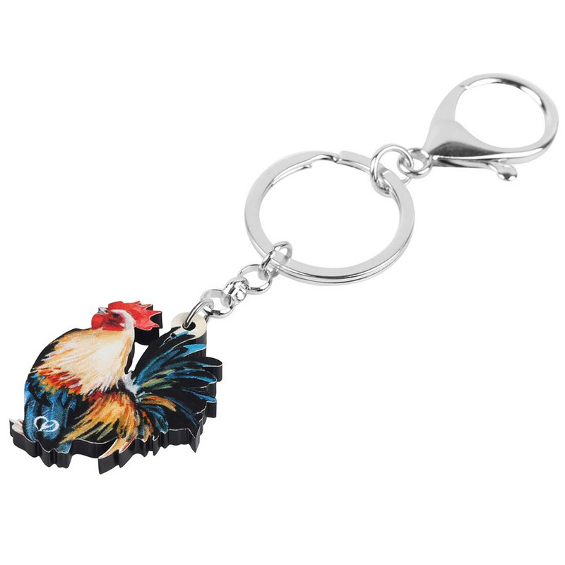 Newei akrilni pijetao Piletina Privjesci za ključeve Privjesak za ključeve s velikim farmskim životinjama Nakit za žene Muškarci Tinejdžeri Poklon torba Dekoracija automobila