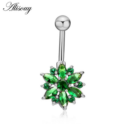 Alisouy, oțel inoxidabil 316L, cristal, inel pentru buric, bijuterii sexy de culoare aurie pentru buric