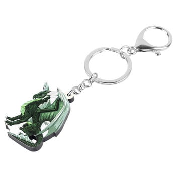 NEWEI Acrylic Green Dinosaur Dragon Keychains Μπρελόκ Ρεαλιστικό ζωικό κόσμημα για γυναίκες Κλασικό αξεσουάρ τσαντάκι δώρου