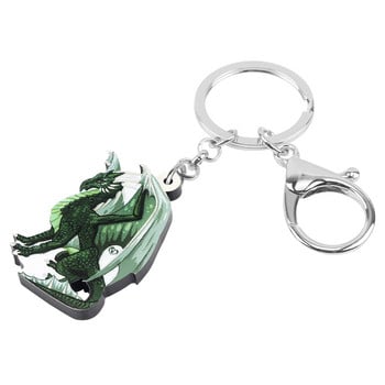 NEWEI Acrylic Green Dinosaur Dragon Keychains Μπρελόκ Ρεαλιστικό ζωικό κόσμημα για γυναίκες Κλασικό αξεσουάρ τσαντάκι δώρου