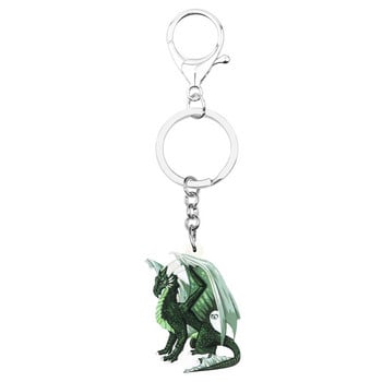 NEWEI Acrylic Green Dinosaur Dragon Keychains Μπρελόκ Ρεαλιστικό ζωικό κόσμημα για γυναίκες Κλασικό αξεσουάρ τσαντάκι δώρου