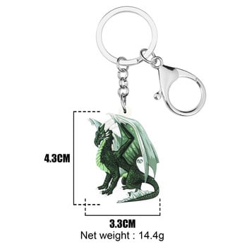 NEWEI Acrylic Green Dinosaur Dragon Keychains Μπρελόκ Ρεαλιστικό ζωικό κόσμημα για γυναίκες Κλασικό αξεσουάρ τσαντάκι δώρου