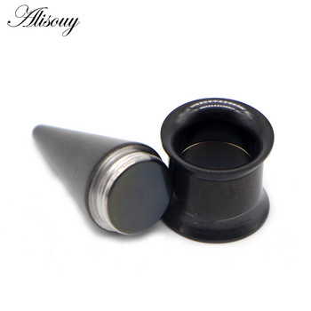 Alisouy 2PCS тапи за уши от неръждаема стомана Комплект измервателни уреди за конусен тунел, 2 в 1 Комплект разтягащи се винтове за разширяване на ушите Бижута за тяло за пиърсинг