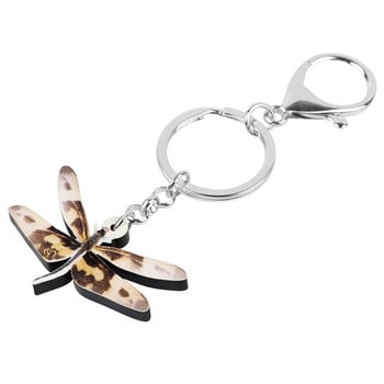 Newei Acrylic Brown Dragonfly Keychains Μπρελόκ Lovely Animal Keychain Jewelry for Women Παιδικό κορίτσι Κλασικό Δώρο Αξεσουάρ αυτοκινήτου