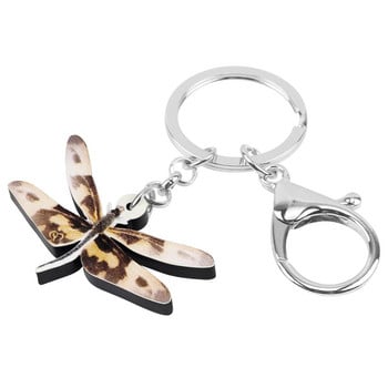 Newei Acrylic Brown Dragonfly Keychains Μπρελόκ Lovely Animal Keychain Jewelry for Women Παιδικό κορίτσι Κλασικό Δώρο Αξεσουάρ αυτοκινήτου