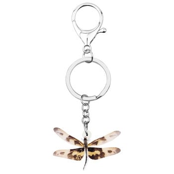 Newei Acrylic Brown Dragonfly Keychains Μπρελόκ Lovely Animal Keychain Jewelry for Women Παιδικό κορίτσι Κλασικό Δώρο Αξεσουάρ αυτοκινήτου