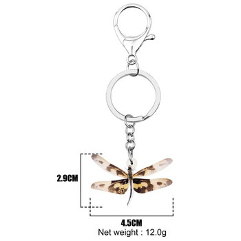 Newei Acrylic Brown Dragonfly Keychains Μπρελόκ Lovely Animal Keychain Jewelry for Women Παιδικό κορίτσι Κλασικό Δώρο Αξεσουάρ αυτοκινήτου