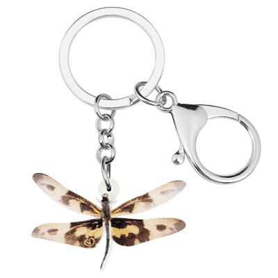 Breloc cu libelule maro acrilic Newei Breloc chei cu animale minunate Bijuterii pentru femei, copii, fete, cadou clasic, accesorii auto
