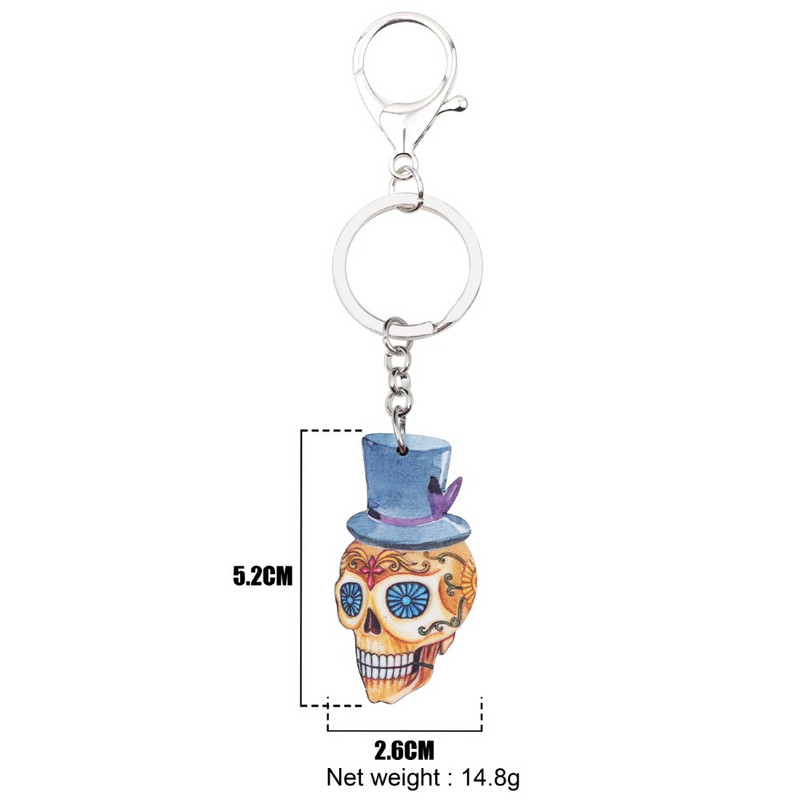 Bonsny Akrilni Halloween Festival šešir Kostur Lubanja Privjesci za ključeve Anime privjesci za žene Djevojka Ženska torbica Privjesci za ključeve automobila Poklon