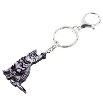 Bonsny Acrylic American Shorthair Kitten Cat Keychain Δαχτυλίδια μπρελόκ Κοσμήματα για γυναίκες κορίτσια Τσάντα αυτοκινήτου Γούρια Δώρο μαζικά κατοικίδια