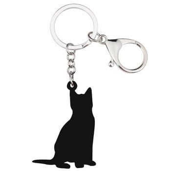 Bonsny Acrylic American Shorthair Kitten Cat Keychain Δαχτυλίδια μπρελόκ Κοσμήματα για γυναίκες κορίτσια Τσάντα αυτοκινήτου Γούρια Δώρο μαζικά κατοικίδια