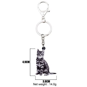 Bonsny Acrylic American Shorthair Kitten Cat Keychain Δαχτυλίδια μπρελόκ Κοσμήματα για γυναίκες κορίτσια Τσάντα αυτοκινήτου Γούρια Δώρο μαζικά κατοικίδια