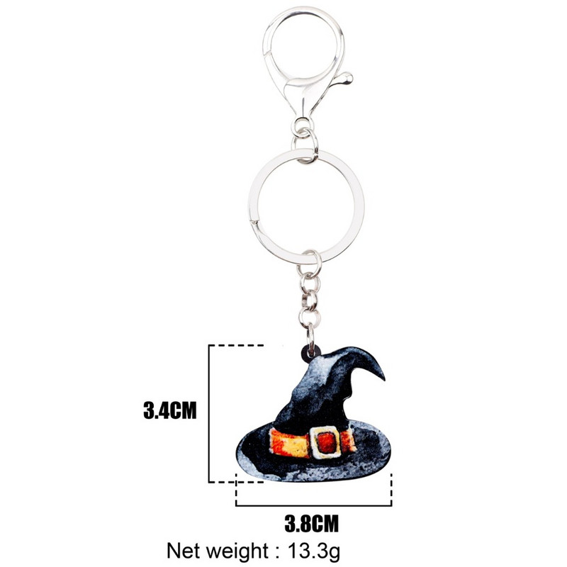 Bonsny Acrilic Halloween Pălărie magică Brelocuri Brelocuri Inel Decorare drăguță Geantă Poșeta de mașină Brelocuri Bijuterii Pentru Femei Fete Cadou