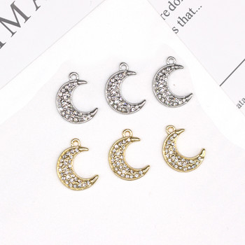 3 τμχ Κορεάτικο γυαλιστερό στρας Crescent Moon Earring Connector Charms Simple Moon βραχιόλι μενταγιόν για ευρήματα κοσμημάτων