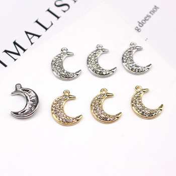 3 τμχ Κορεάτικο γυαλιστερό στρας Crescent Moon Earring Connector Charms Simple Moon βραχιόλι μενταγιόν για ευρήματα κοσμημάτων