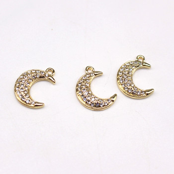 3 τμχ Κορεάτικο γυαλιστερό στρας Crescent Moon Earring Connector Charms Simple Moon βραχιόλι μενταγιόν για ευρήματα κοσμημάτων