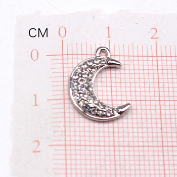 3 τμχ Κορεάτικο γυαλιστερό στρας Crescent Moon Earring Connector Charms Simple Moon βραχιόλι μενταγιόν για ευρήματα κοσμημάτων