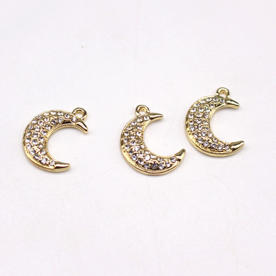 3 bucăți coreeană strasuri strălucitoare crescent moon cercei conector brelocuri simple lună brățară colier pandantiv pentru bijuterii descoperiri