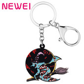 Bonsny Halloween Acrilic Black Moon Horror Eyeball Vrăjitoare Fantomă Brelocuri La modă Geantă Breloc Inel Bijuterii pentru femei Cadouri pentru fete