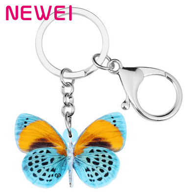 Newei Akrilo dėmės Tabby Butterfly raktų pakabukai Raktų pakabukai Vabzdžių Gyvūnų Raktų Pakabukai Papuošalai Moterims Merginoms Pavasario mados puošmena