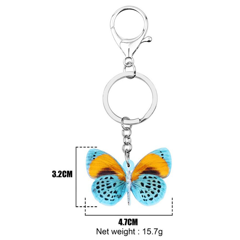 Newei Acrilic Spot Tabby Fluture Breloc Breloc Insecte Animal Breloc Bijuterii pentru Femei Fete Decorare de modă de primăvară