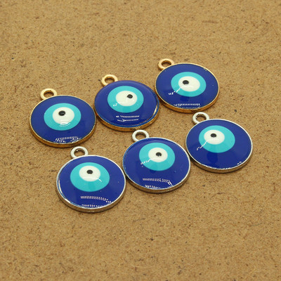 6 vnt Mažos apvalios formos dervos Evil Eye auskarų žavesiai kalakutienos karoliai Lucky Eye pakabukai aksesuarai pasidaryk pats vintažiniai papuošalai
