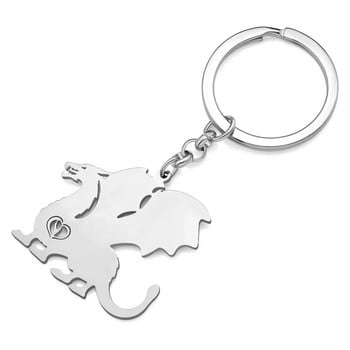 NEWEI από ανοξείδωτο ατσάλι επάργυρο Roaring Dinosaur Dragon Keychains Κρεμαστά μπρελόκ κοσμήματα γοητείας για γυναίκες έφηβες Δώρο