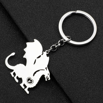 NEWEI από ανοξείδωτο ατσάλι επάργυρο Roaring Dinosaur Dragon Keychains Κρεμαστά μπρελόκ κοσμήματα γοητείας για γυναίκες έφηβες Δώρο