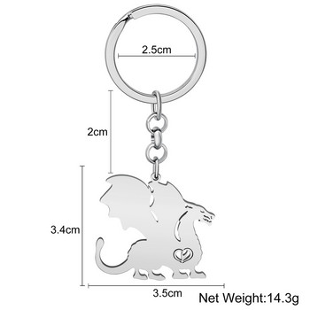 NEWEI από ανοξείδωτο ατσάλι επάργυρο Roaring Dinosaur Dragon Keychains Κρεμαστά μπρελόκ κοσμήματα γοητείας για γυναίκες έφηβες Δώρο