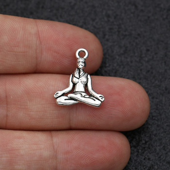 20 τμχ Αντίκες επάργυρο μενταγιόν Yoga Charms για κοσμήματα κατασκευής κολιέ σκουλαρίκια βραχιόλι DIY Findings Craft Mix